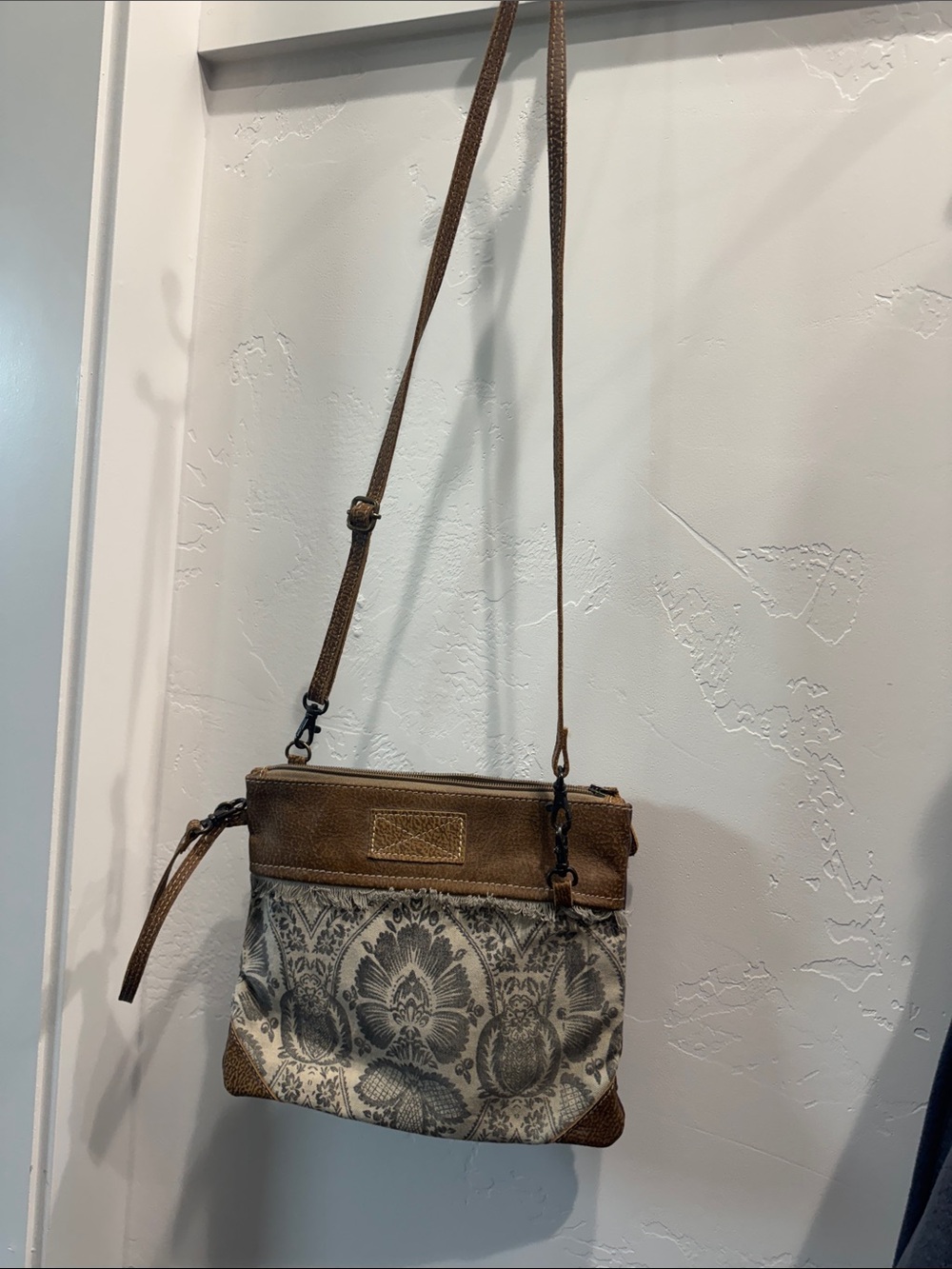 Myra Bag Brown and Ivory Floral-Print Crossbody